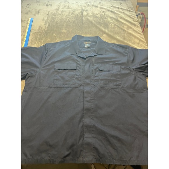 5.11 Tactical Mens 4XL Extra Large Button Up Short Sleeve Shirt Black Uniform - Picture 1 of 7